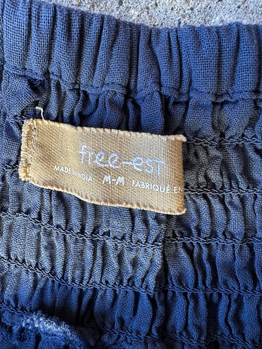 Free People Rising Sun Pants Smocked Cotton Wide Leg Sz M Blue Beach Coastal - Picture 4 of 8